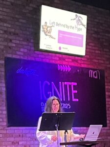 courtney at a podium